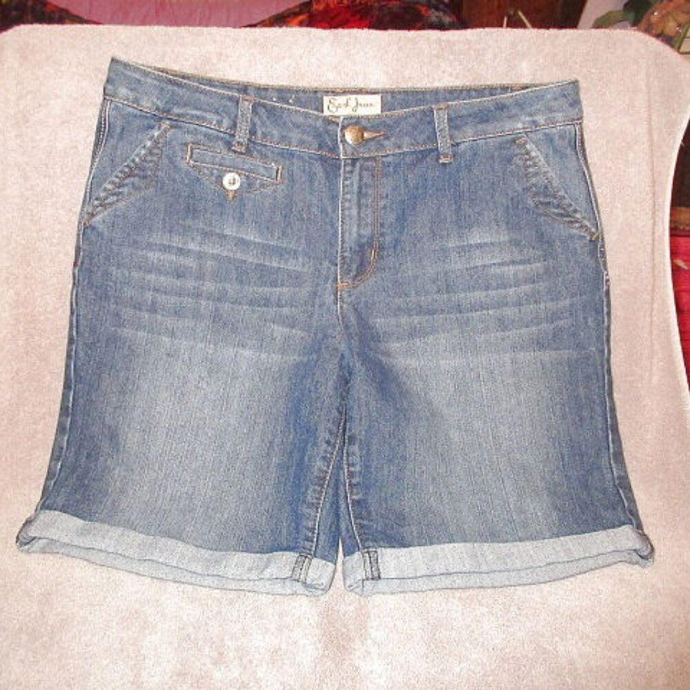 Earl Womens Jean Shorts Size 14 Comfort Stretch Denim Mid Rise Y2K 90s Jorts NEW